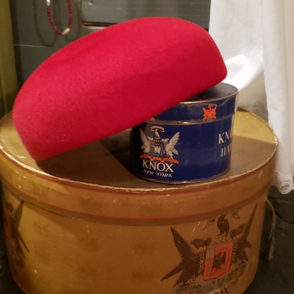 1950s red wool hat